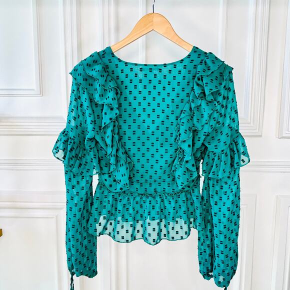 Tularosa Mabel Ruffle Top in Teal NWOT Size XS - Picture 9 of 10